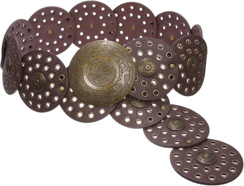 3 1/2" (90 mm) Wide Ladies Wide Boho Disc Concho Leather Belt in Saudi Arabia
