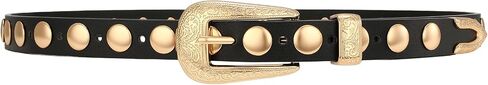 SANSTHS Women Western Studded Belt for Jeans Fashion Thin Leather Belt Vintage Skinny Ladies Belts for Dresses in Kuwait