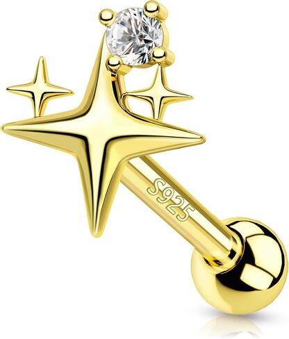 Cocharm 925 Sterling Silver Cartilage أقراط 18G Tragus Helix Earrings Star Cartilage Stud Holy Helix Jewelry for Women in Kuwait