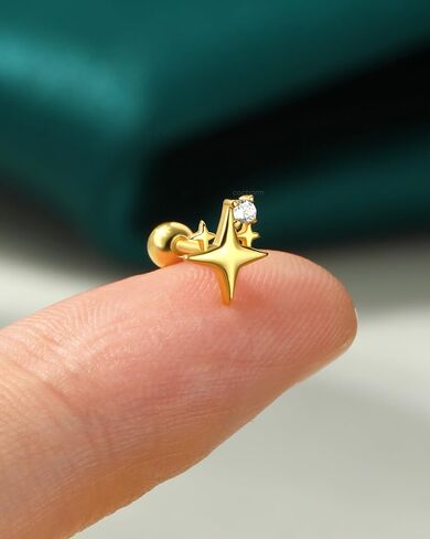 Cocharm 925 Sterling Silver Cartilage أقراط 18G Tragus Helix Earrings Star Cartilage Stud Holy Helix Jewelry for Women in Kuwait