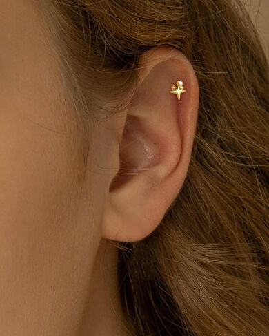 COCHARM 925 Sterling Silver Cartilage Earrings 18g Tragus Helix Earrings Star Cartilage Stud Forward Helix Piercing Jewelry for Women in Saudi Arabia