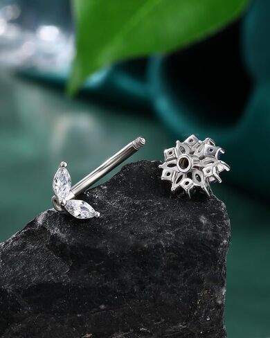 COCHARM Flower Belly Button Rings, 14G Colorful Belly Navel Rings for Women, Stainless Steel Belly Navel Piercing Jewelry in Saudi Arabia
