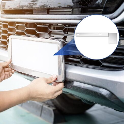 Blulu 1 Pcs Hawaii State Safety Check Sticker Plate Stainless Steel License Plate Bracket with 15 Degree Angled Long 2 Holes Vertical License Sticker Bracket Mount in Kuwait