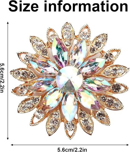 Rhinestone Flower Brooch Pin - Vintage Rose & Sunflower Brooches, Large Crystal Pin for Women, Gold & Pearl Accents, Elegant Christmas Brooch, Fashion Accessories for Hats, Dresses & Bags in Kuwait