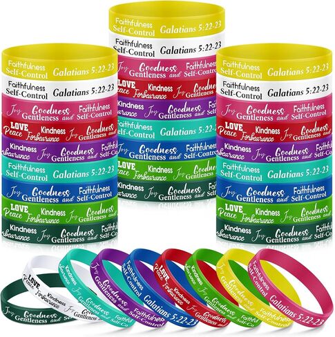 48 Pcs Fruit of the Spirit Bracelet Inspirational Scripture Christian Silicone Bracelets Bulk Religious Motivational Love Joy Peace Patience Wristband Gift Fruit of the Spirit Decor in Saudi Arabia