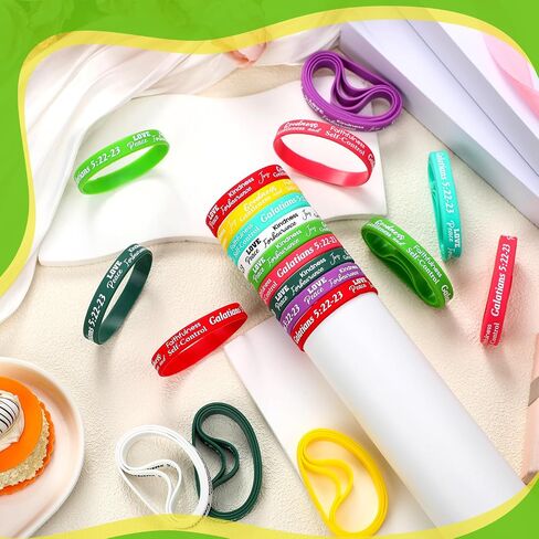 48 Pcs Fruit of the Spirit Bracelet Inspirational Scripture Christian Silicone Bracelets Bulk Religious Motivational Love Joy Peace Patience Wristband Gift Fruit of the Spirit Decor in Saudi Arabia