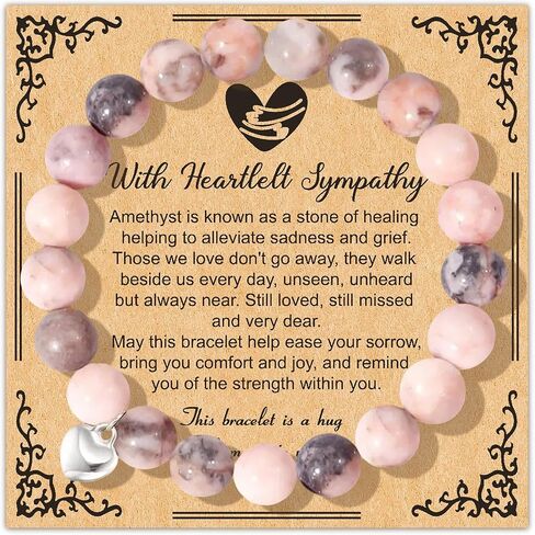 Sympathy Gifts for Loss of Loved One Healing Crystal Bracelet with Heart Charm Bereavement Memorial Gifts for Wife Mom Daughter Friend in Saudi Arabia