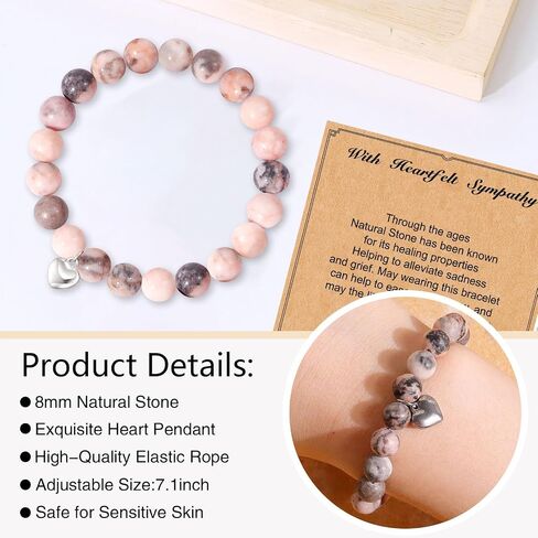 Sympathy Gifts for Loss of Loved One Healing Crystal Bracelet with Heart Charm Bereavement Memorial Gifts for Wife Mom Daughter Friend in Saudi Arabia