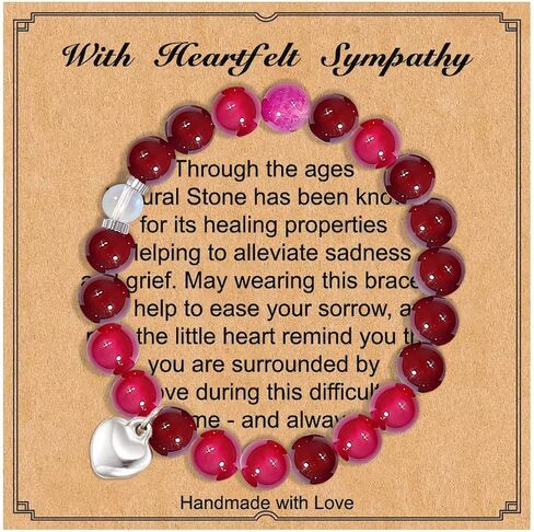Sympathy Gifts for Loss of Loved One Healing Crystal Bracelet with Heart Charm Bereavement Memorial Gifts for Wife Mom Daughter Friend in Saudi Arabia