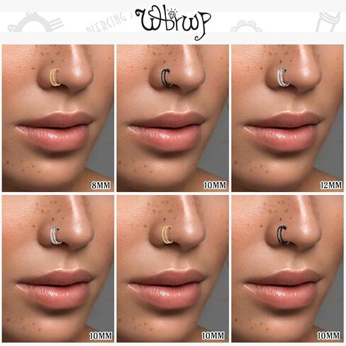 WBRWP G23 Titanium Conch Piercing Jewelry Set: 16G 8mm/10mm/12mm Double/Triple Hoop Nose Septum Rings Hypoallergenic Hinged Segment Clicker Helix Cartilage Conch Earrings in Kuwait