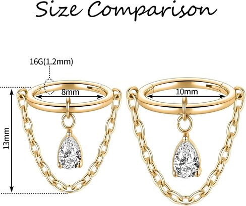 Funlmo Dangle Conch Helix Charilage Earlobe Orbital Percing Jewelry 316L Surgical Steel Spys Spetum Ring for Women Men in Kuwait