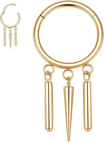 FUNLMO Dangle Conch Helix Cartilage Earlobe Orbital Piercing Jewelry 316L Surgical Steel Nose Septum Ring for Women Men in Saudi Arabia
