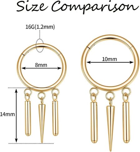 FUNLMO Dangle Conch Helix Cartilage Earlobe Orbital Piercing Jewelry 316L Surgical Steel Nose Septum Ring for Women Men in Saudi Arabia