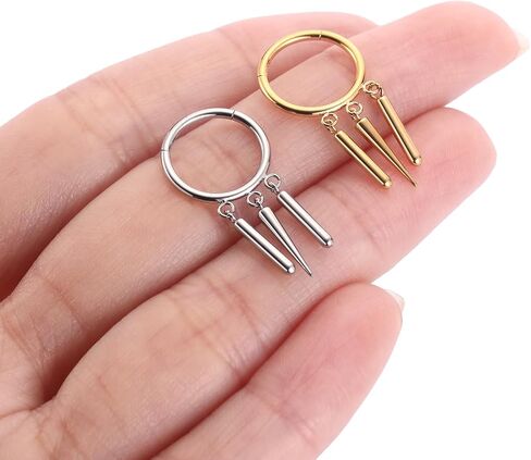 FUNLMO Dangle Conch Helix Cartilage Earlobe Orbital Piercing Jewelry 316L Surgical Steel Nose Septum Ring for Women Men in Saudi Arabia