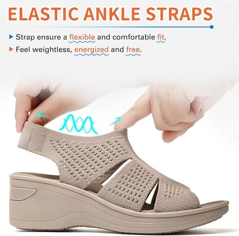 Women's Comfortable Platform Walking Sandals With Memory Foam Open Toe Lightweight Breathable Soft Mesh Washable For Summer Travel Casual Beach Outdoor Sport in Saudi Arabia