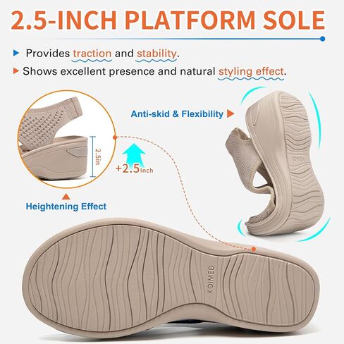 Women's Comfortable Platform Walking Sandals With Memory Foam Open Toe Lightweight Breathable Soft Mesh Washable For Summer Travel Casual Beach Outdoor Sport in Saudi Arabia
