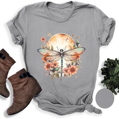 Women's Short Sleeve T Shirts Graphic Tees Crewneck Casual Loose 2025 Summer Boho Tops in Saudi Arabia