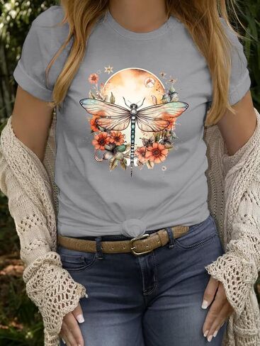 Women's Short Sleeve T Shirts Graphic Tees Crewneck Casual Loose 2025 Summer Boho Tops in Saudi Arabia