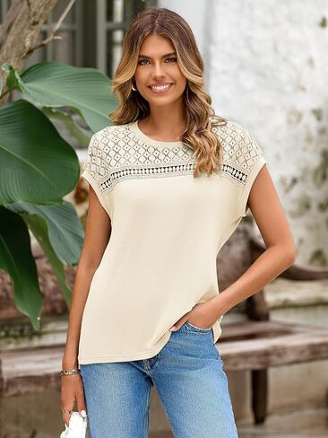 Glamaker Womens Tshirts Summer Tops Tops Trendy Short Sleeve Crewneck Knusty Fashion Tye Tunic Blouses in Saudi Arabia