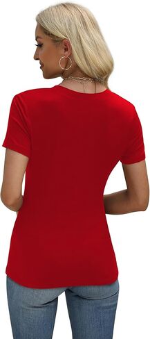 XIEERDUO Womens Summer Tops V Neck T Shirts for Women Beach Vacation Clothes Short Sleeve Shirts for Women Basic Tee in Saudi Arabia