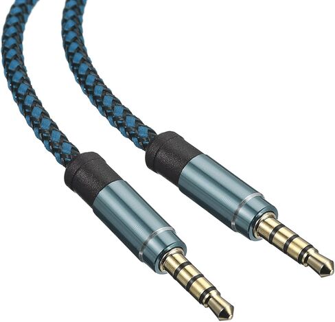 MECCANIXITY Aux Cable 3.5mm Male to Male Nylon Braided 5Ft 4 Pole Hi-Fi Stereo Sound Auxiliary Cord Red for Earphones, Smart Phones, Home/Car Stereos, Speakers, Computers in Kuwait