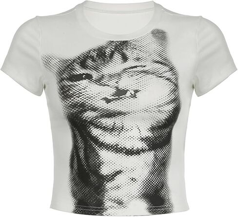 Graphic Tees Y2k Baby Tee Teens 2000s Vintage T Shirts Emo Grunge Printed Summer Crop Tops 2024 in Kuwait