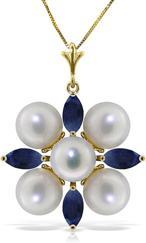 Galaxy Gold GG 14K Solid Gold Necklace with Sapphire and Pearls in Saudi Arabia
