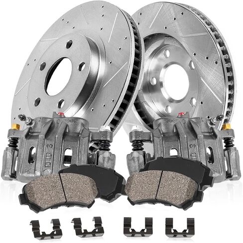 Callahan BRAKE PARTS CCK03154 FRONT [2] Premium Grade OE Loaded Calipers + [2] Rotors + Low Dust [4] Ceramic Brake Pads Kit in Saudi Arabia