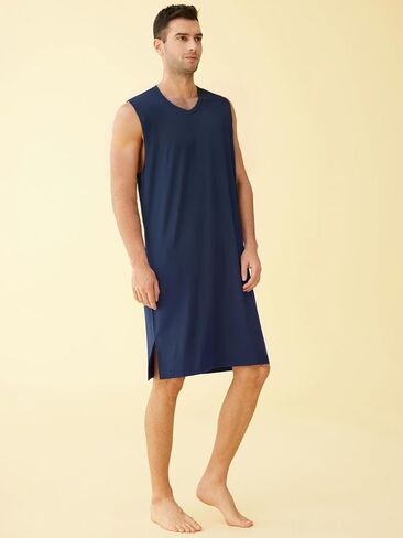 Latuza Men's Bamboo Viscose Nightshirt Sleeveless Sleep Shirt in Saudi Arabia