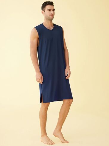 Latuza Men's Bamboo Viscose Nightshirt Sleeveless Sleep Shirt in Kuwait
