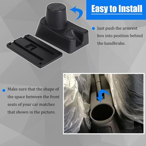 for Mitsubishi Mirage 2014-2024 Car Armrest Box Center Console Accessory Leather Arm Rest Double-Layer Storage Space with Cup Holder (Black Thread) in Saudi Arabia