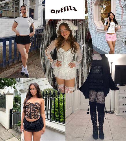 شورتات الكشكش ذات الطبقات y2k lolita bloomers مع الدانتيل تقليم القصيرة الصغيرة القصيرة المثيرة in Saudi Arabia