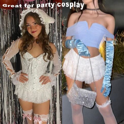 شورتات الكشكش ذات الطبقات y2k lolita bloomers مع الدانتيل تقليم القصيرة الصغيرة القصيرة المثيرة in Saudi Arabia