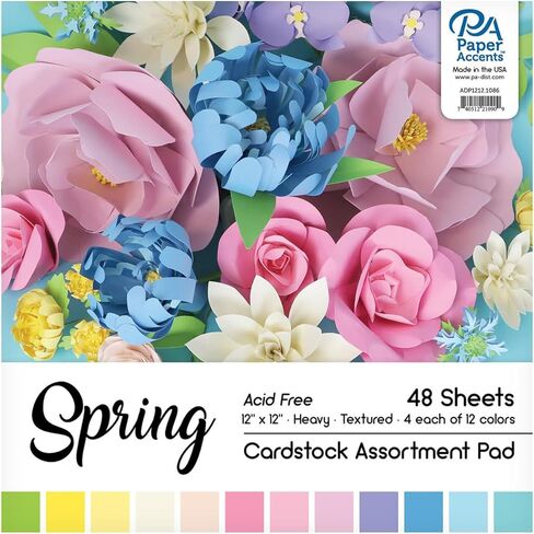 PA Paper Accents Cardstock Pack 12" x 12" Variety Pack, Pastel Assortment, heavyweight colored cardstock paper for card making, scrapbooking, printing, quilling and crafts, 48 pieces in Kuwait
