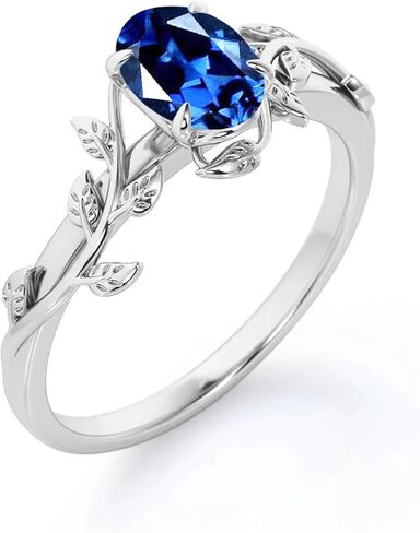 10K 14K 18K Gold Vine Gemstone Rings 1ct Oval Gemstone Leaf Rings for Women Leaf Design Engagement Rings Best Gift for Christmas Anniversary Birthday in Kuwait