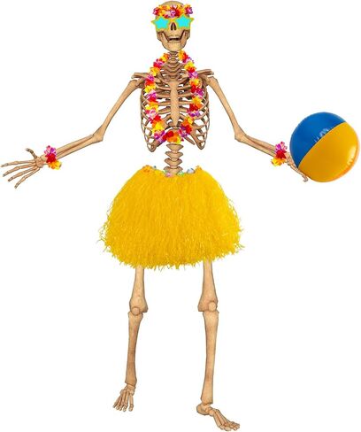 7 Pcs 12 ft Skeleton Summer Accessories, Hawaiian Skeleton Clothing Costume Beach Ball Skelly Costume for Festival Sandbeach in Saudi Arabia