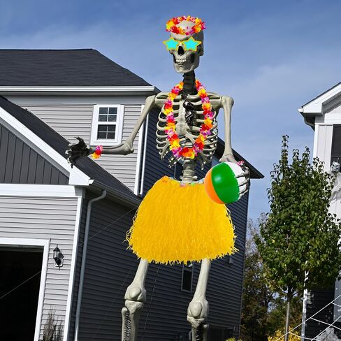 7 Pcs 12 ft Skeleton Summer Accessories, Hawaiian Skeleton Clothing Costume Beach Ball Skelly Costume for Festival Sandbeach in Saudi Arabia
