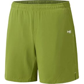 BASSDASH Men’s 7" Fishing Shorts UPF 50+ Lightweight Water Resistant Quick Dry for Hiking with Zipper Pocket FP06M