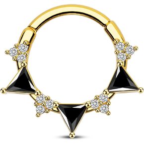 CM Crareesi Mania Septum Rings 316L Stainless Steel Septum Piercing Jewelry Black CZ Septum Jewelry for Women Clear CZ Daith Piercing Jewelry Daith Earrings