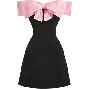 Gorglitter Women's Bow Bodless Bodycon Mini Dress of the Counder Wedding Guest Cocktail Cocktail Out Out Dresses