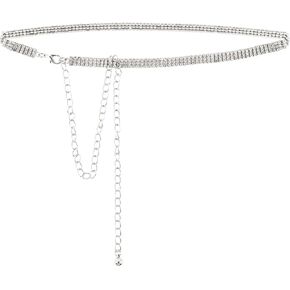 AUEAR, Fashion Silver Crystal Waist Buckle Belt Metal Chain Dress Rhinestone for Women Wedding Party Decor