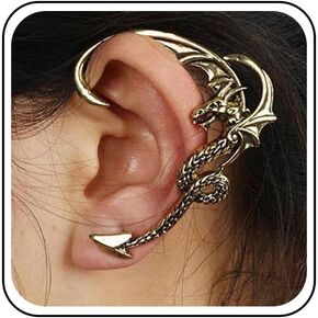 Vintage Dragon Ear Cuff Earrings Silver Exaggerated Dragon Cuff Wrap Earrings Punk Cuff Climber Crawler Earrings Gothic Clip on Earrings Jewelry for Women and Girls