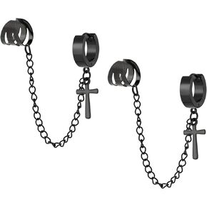 Sacina Black Cross Ear Cuff Gothic Earrings, Punk Emo Grunge Earrings, Christmas Jewelry Gifts for Women