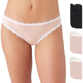 b.tempt'd by Wacoal Women's Inspired Eyelet Bikini Panty 3 Pack, Night, Rose Smoke, Rose Smoke, Medium
