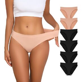 Bikini Underwear for Women Seamless Cheeky Panties Low Waist Soft Stretch Breathable Ladies Hipster Briefs, 6-Pack
