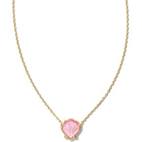 Kendra Scott Brynne Shell Short Pendant Necklace, Gold-Plated Brass, Blush Mother Of Pearl, Fashion Jewelry for Women
