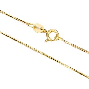 14K Real Yellow Gold Box Chain Necklace for Men & Women, Gold Jewelry (0.6mm, 1mm - Available in 16 to 30 Inch Lengths)