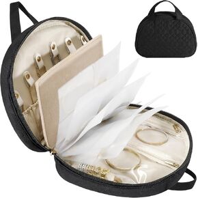 حالة منظم مجوهرات السفر ، Wiwetote Jewelry Storage Book Ring Binder مع أكياس أكياس مجوهرات واضحة ، أكياس مجوهرات خفيفة للأقراط ، حلقات ، قلادات ، سوار - أسود