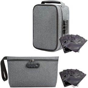 Large Storage Bag with Combination Lock, Money Organizer & Travel Medicine Lock Bag, Scent Resistent Containers Carbon Lined Great Gifts for Women/Men