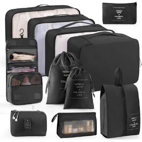 Packing Cubes 10 PCS, Mesh Breathable Luggage Organizers Bags, Packing Organizers, Durable Travel Essentials Bags Set, Travel Packing Organizers,Pink